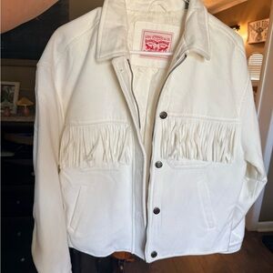 Levi's Women's Cream Fringe Jean Jacket